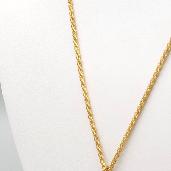 S Curve Pendant Necklace With Five CZ Cubic Zirconia 18" Gold Tone Chain - Picture 5 of 8